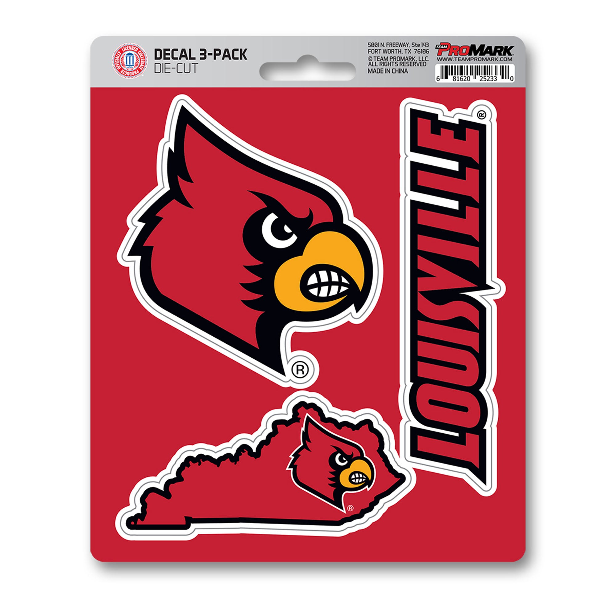 Louisville Cardinals 3 Piece Decal Sticker Set