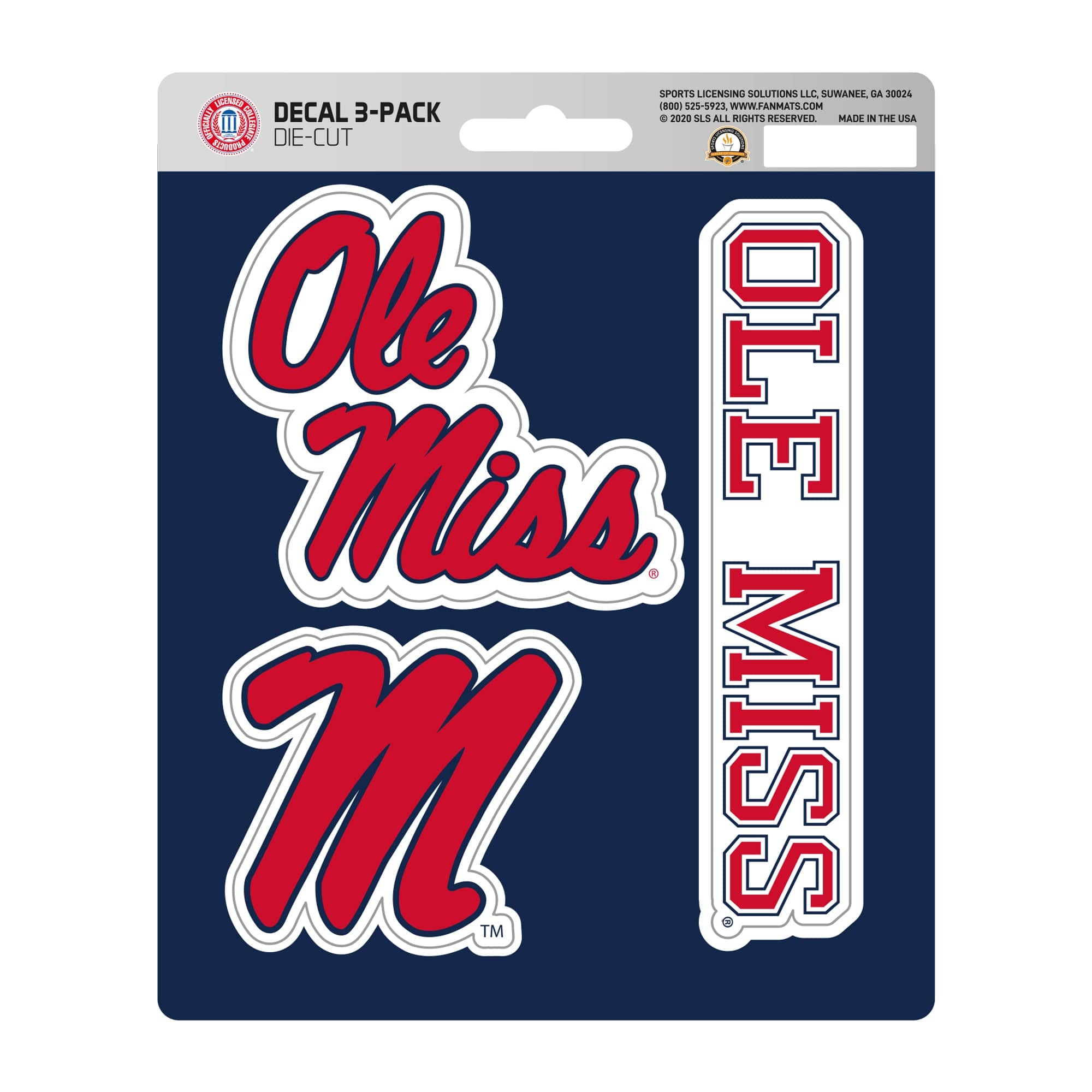 Ole Miss Rebels 3 Piece Decal Sticker Set - Ole Miss