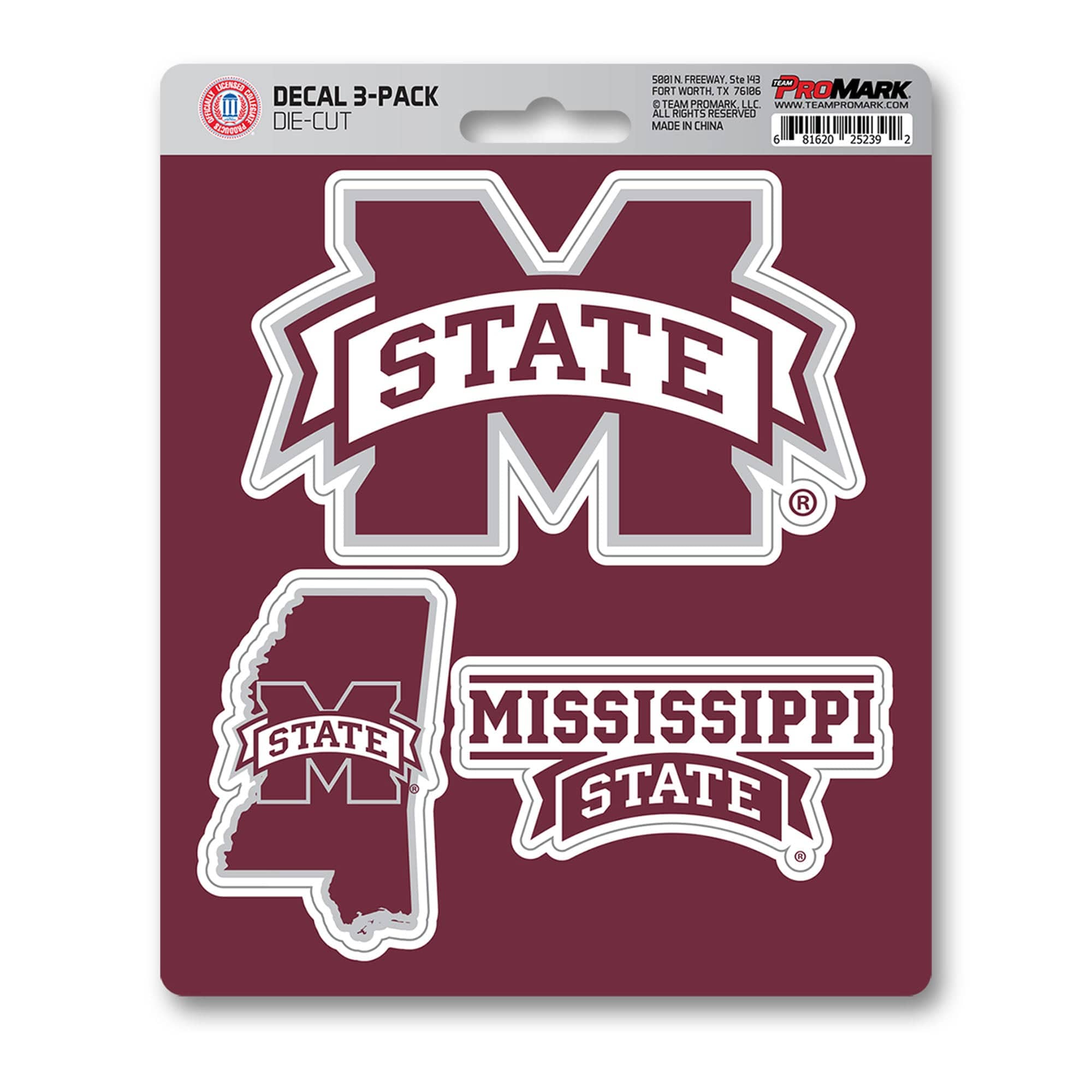 Mississippi State Bulldogs 3 Piece Decal Sticker Set