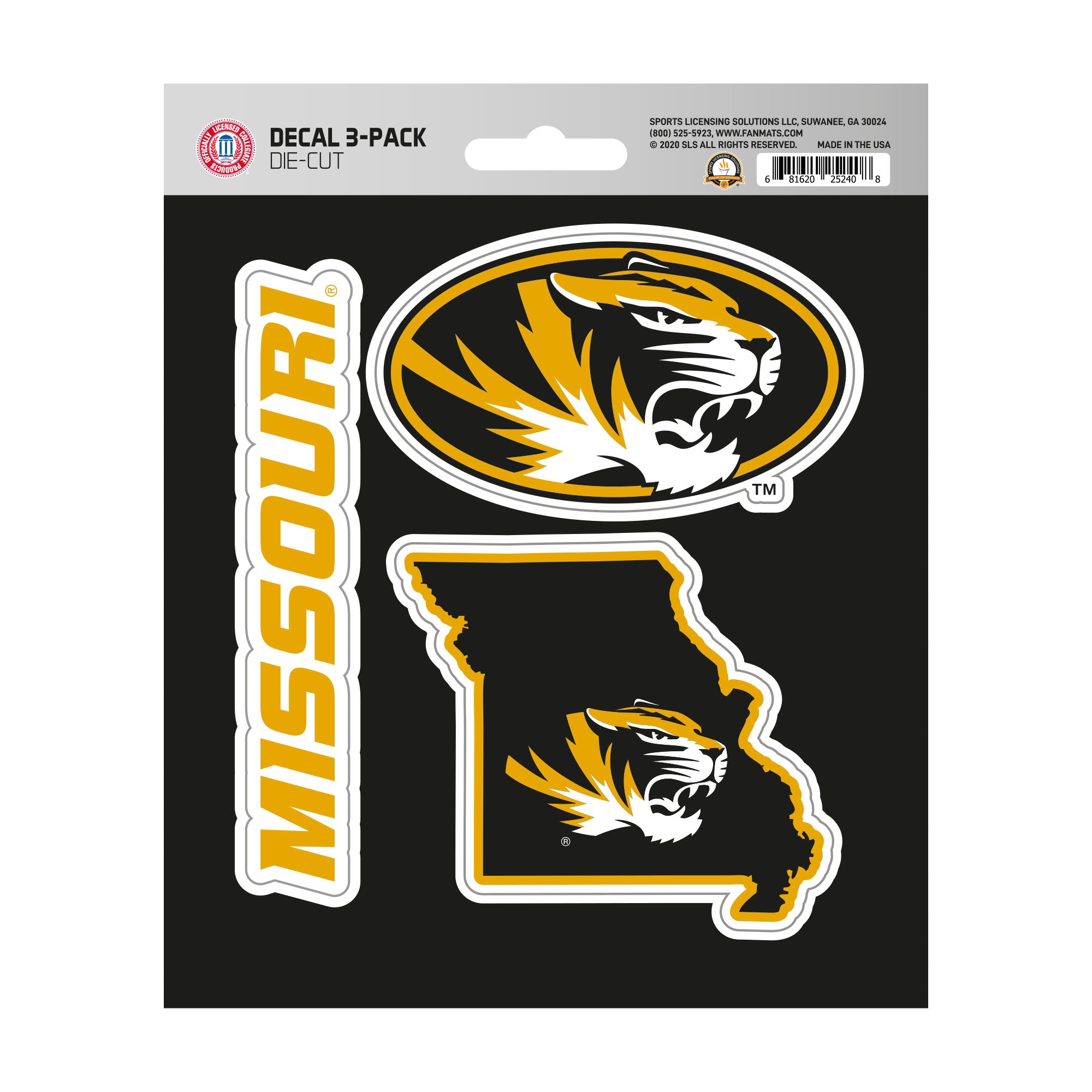 Missouri Tigers 3 Piece Decal Sticker Set