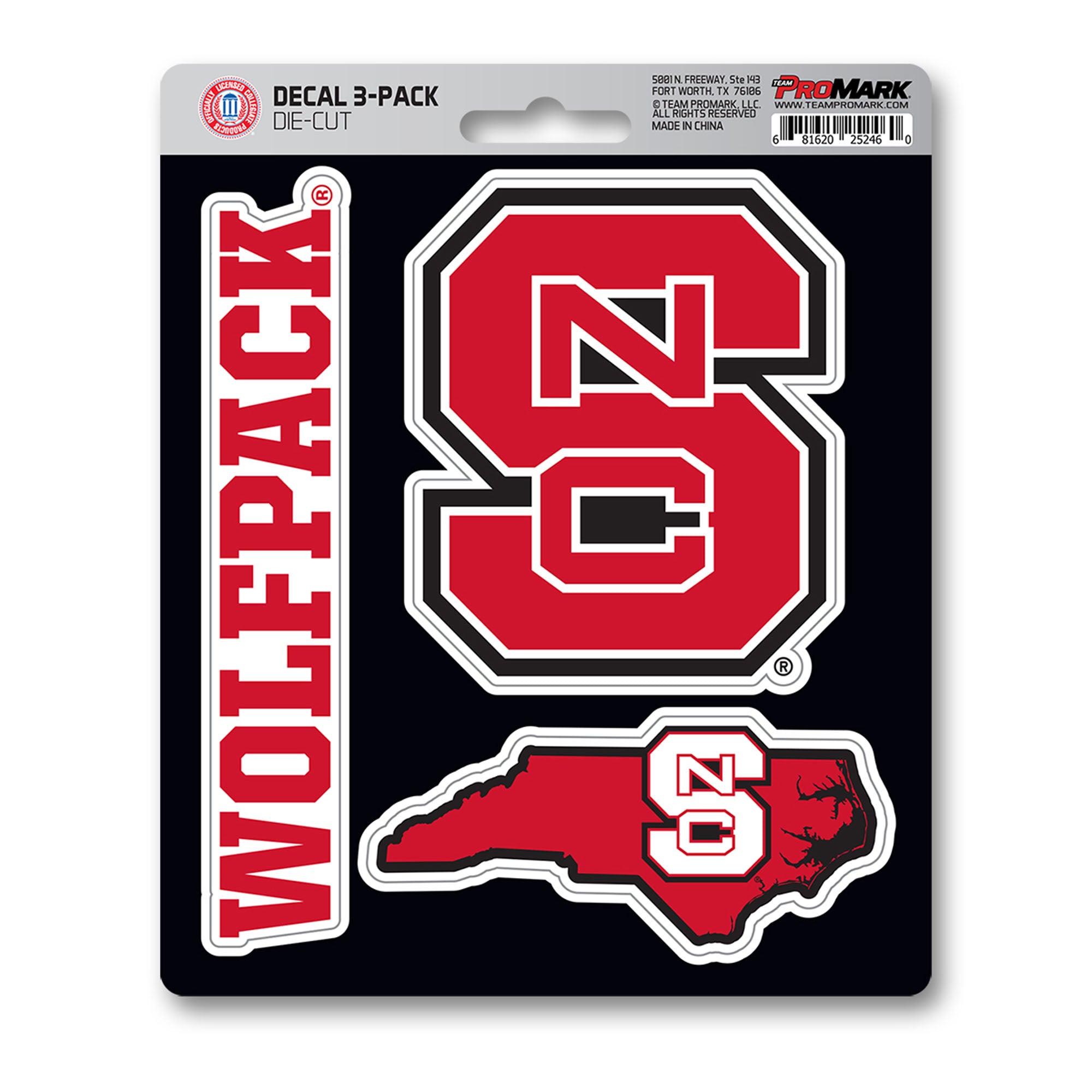 NC State Wolfpack 3 Piece Decal Sticker Set