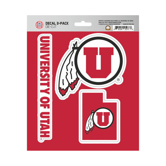 Utah Utes 3 Piece Decal Sticker Set