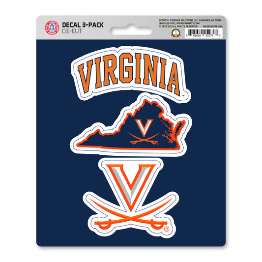 Virginia Cavaliers 3 Piece Decal Sticker Set