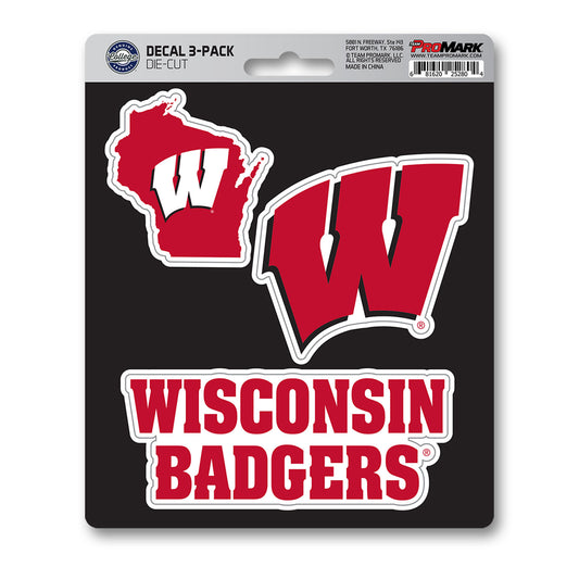 Wisconsin Badgers 3 Piece Decal Sticker Set