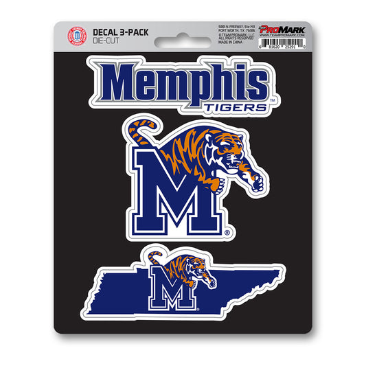 Memphis Tigers 3 Piece Decal Sticker Set