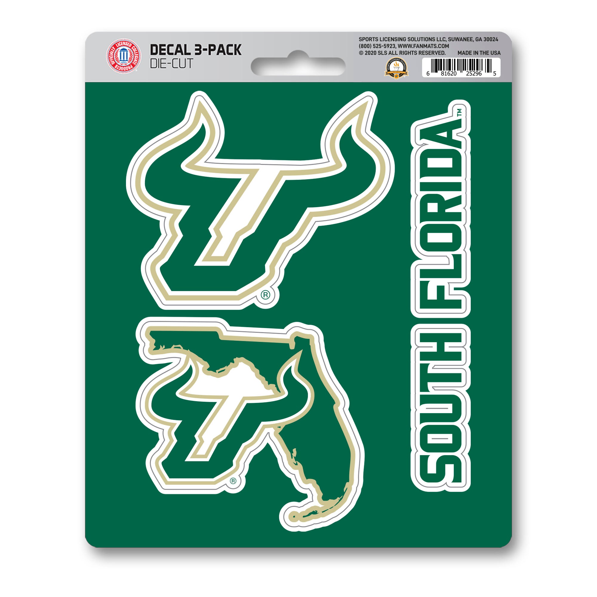 South Florida Bulls 3 Piece Decal Sticker Set