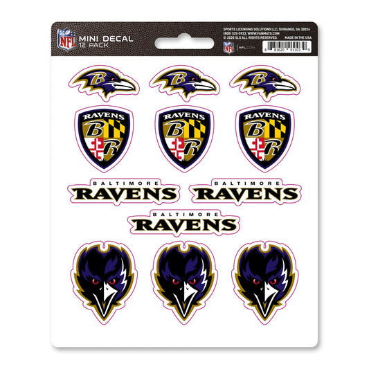 Baltimore Ravens 12 Count Mini Decal Sticker Pack - Baltimore Ravens