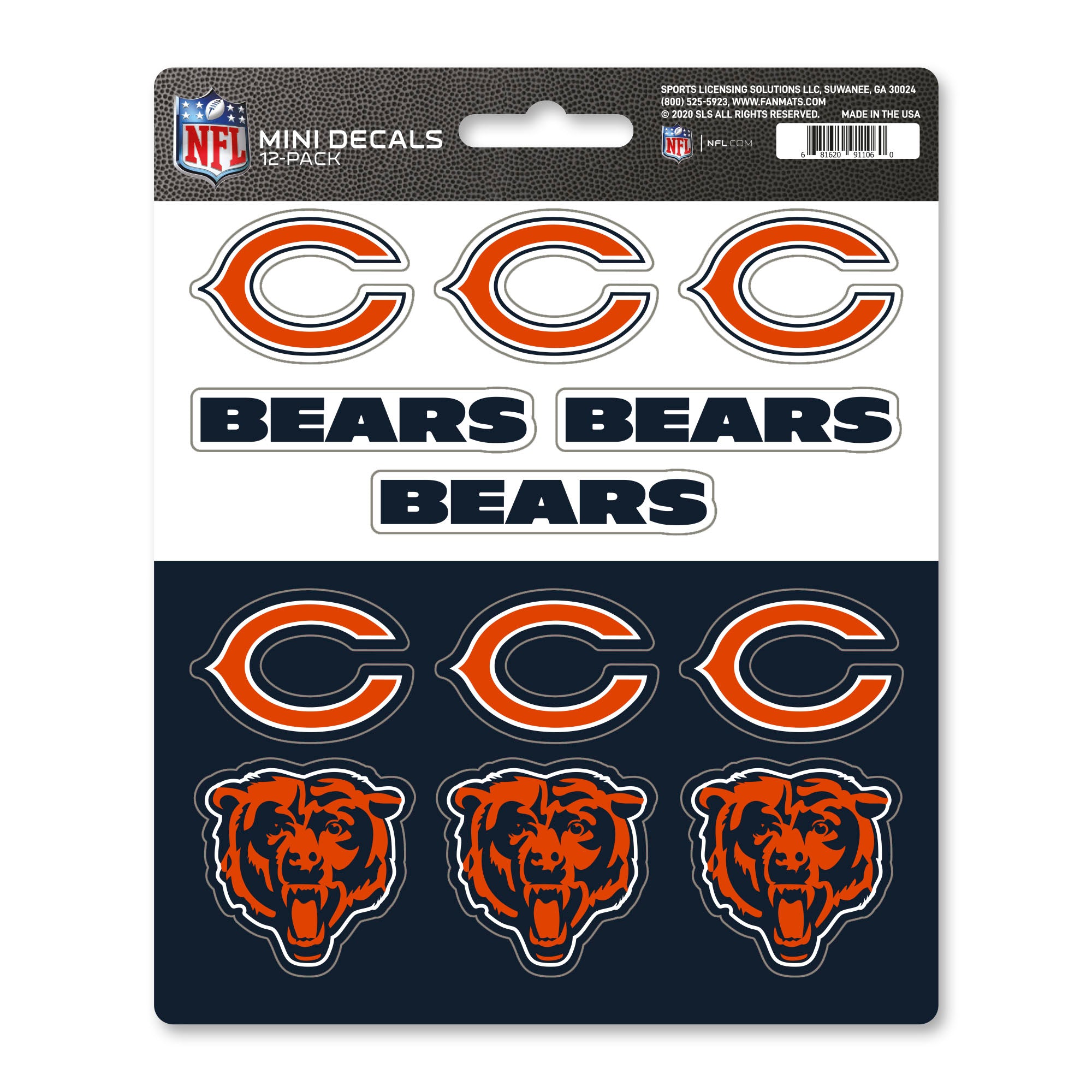 Chicago Bears 12 Count Mini Decal Sticker Pack - Chicago Bears