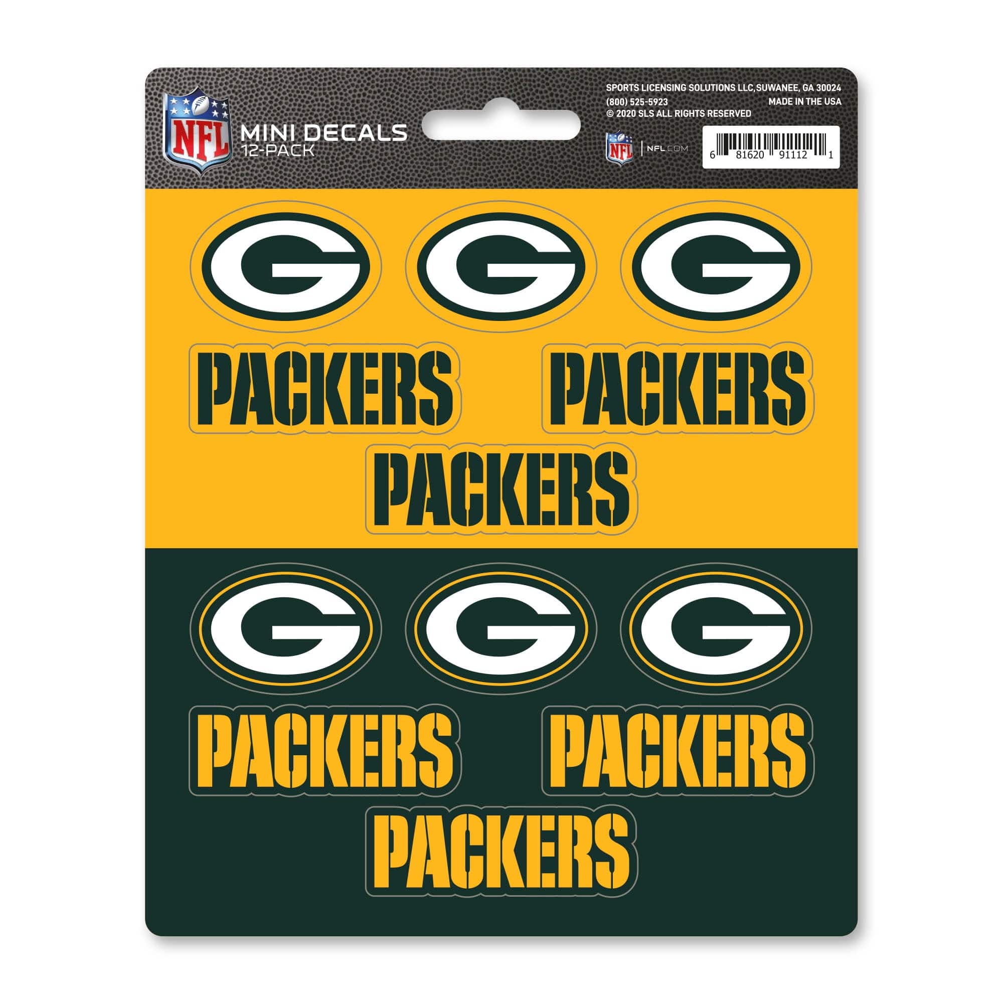 Green Bay Packers 12 Count Mini Decal Sticker Pack - Green Bay Packers