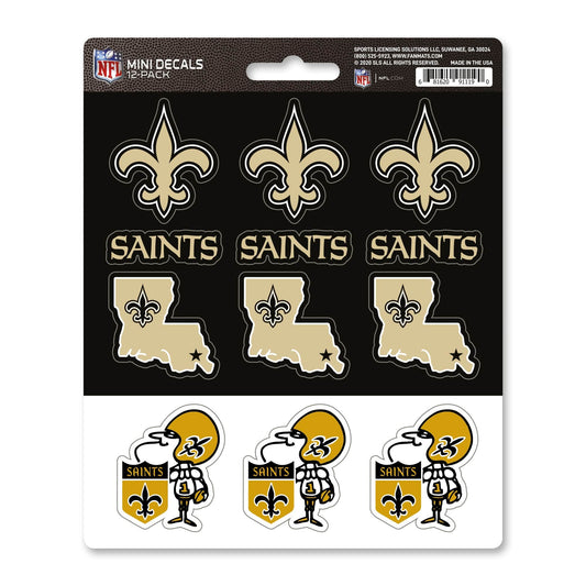 New Orleans Saints 12 Count Mini Decal Sticker Pack - New Orleans Saints