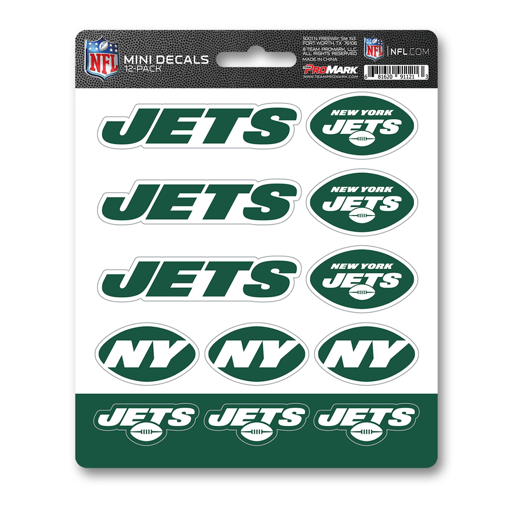 New York Jets 12 Count Mini Decal Sticker Pack