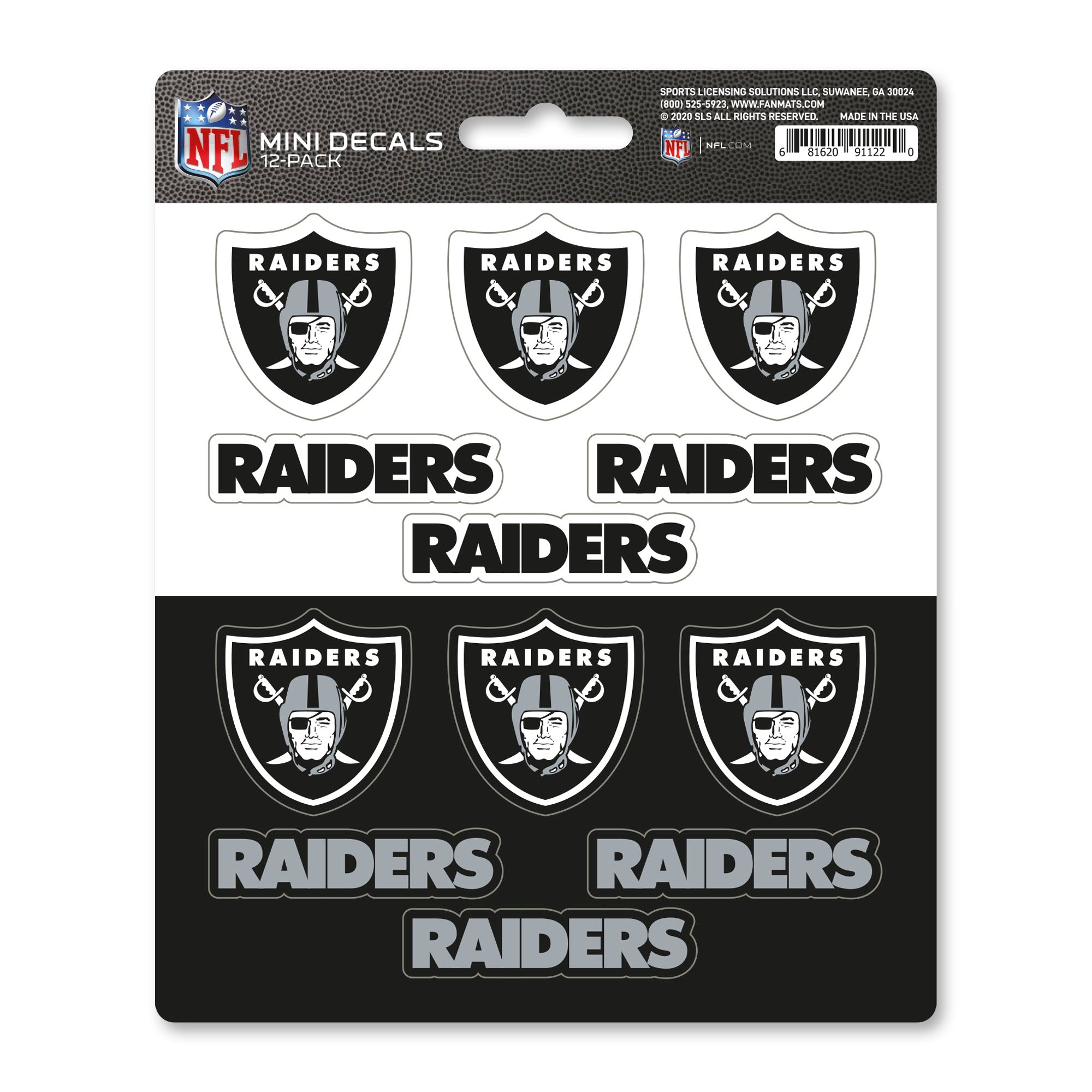 Las Vegas Raiders 12 Count Mini Decal Sticker Pack