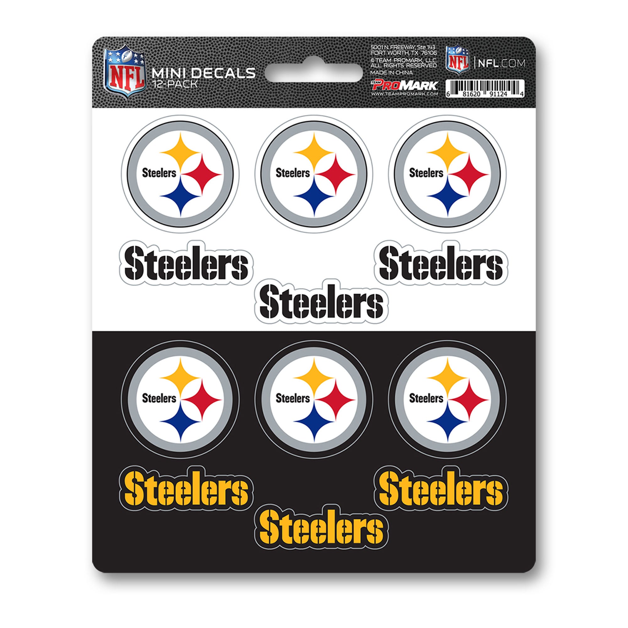 Pittsburgh Steelers 12 Count Mini Decal Sticker Pack