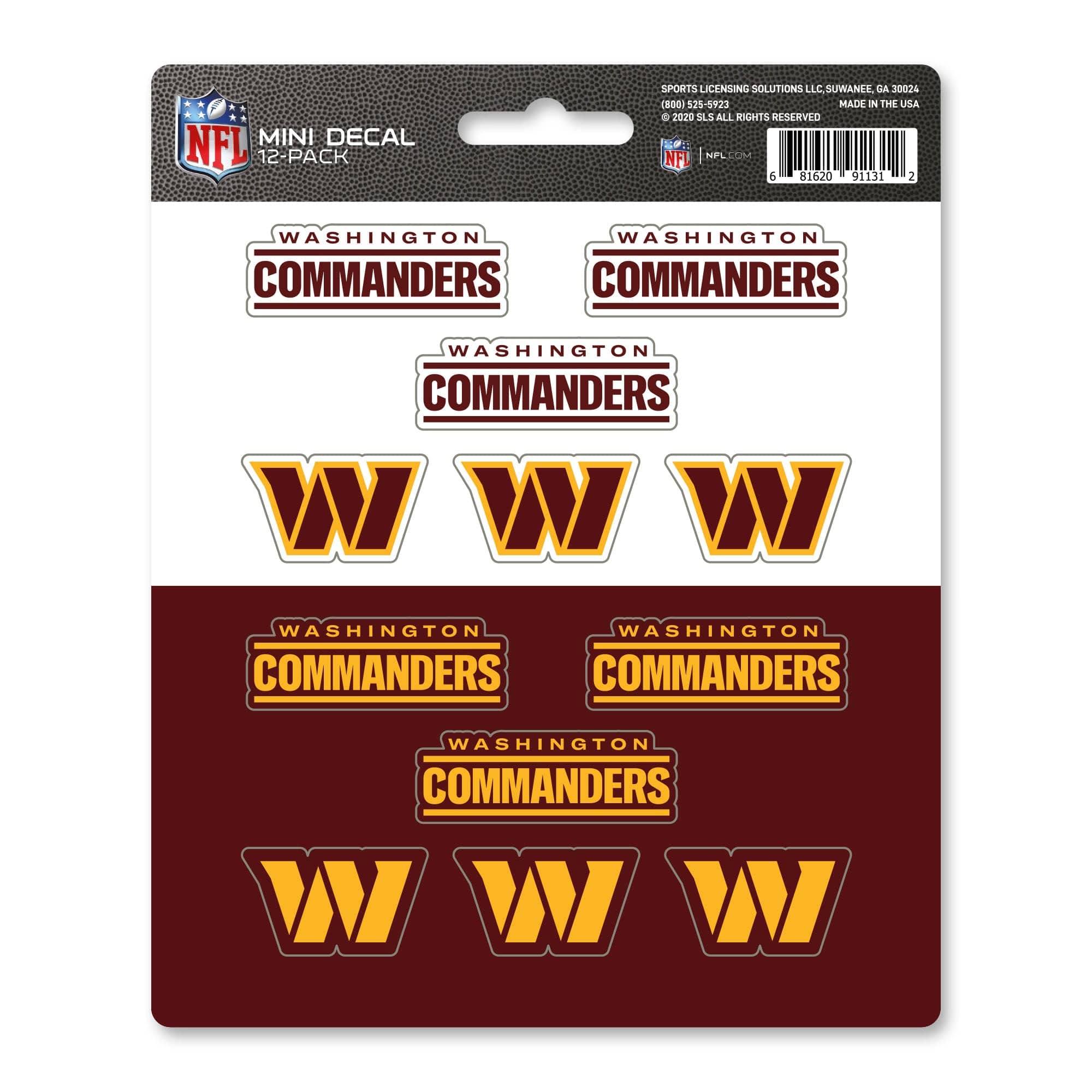 Washington Commanders Commanders 12 Count Mini Decal Sticker Pack