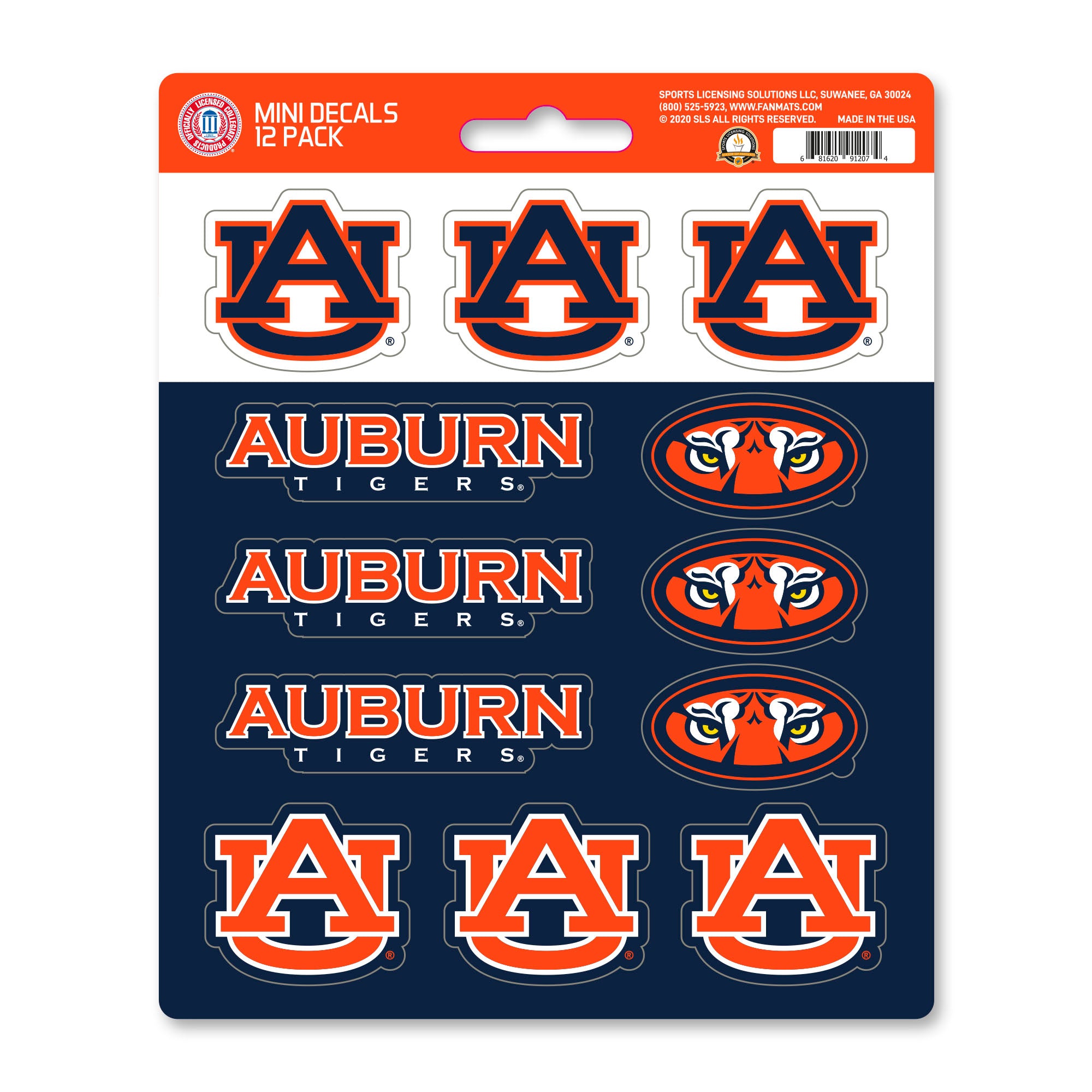 Auburn Tigers 12 Count Mini Decal Sticker Pack - Auburn