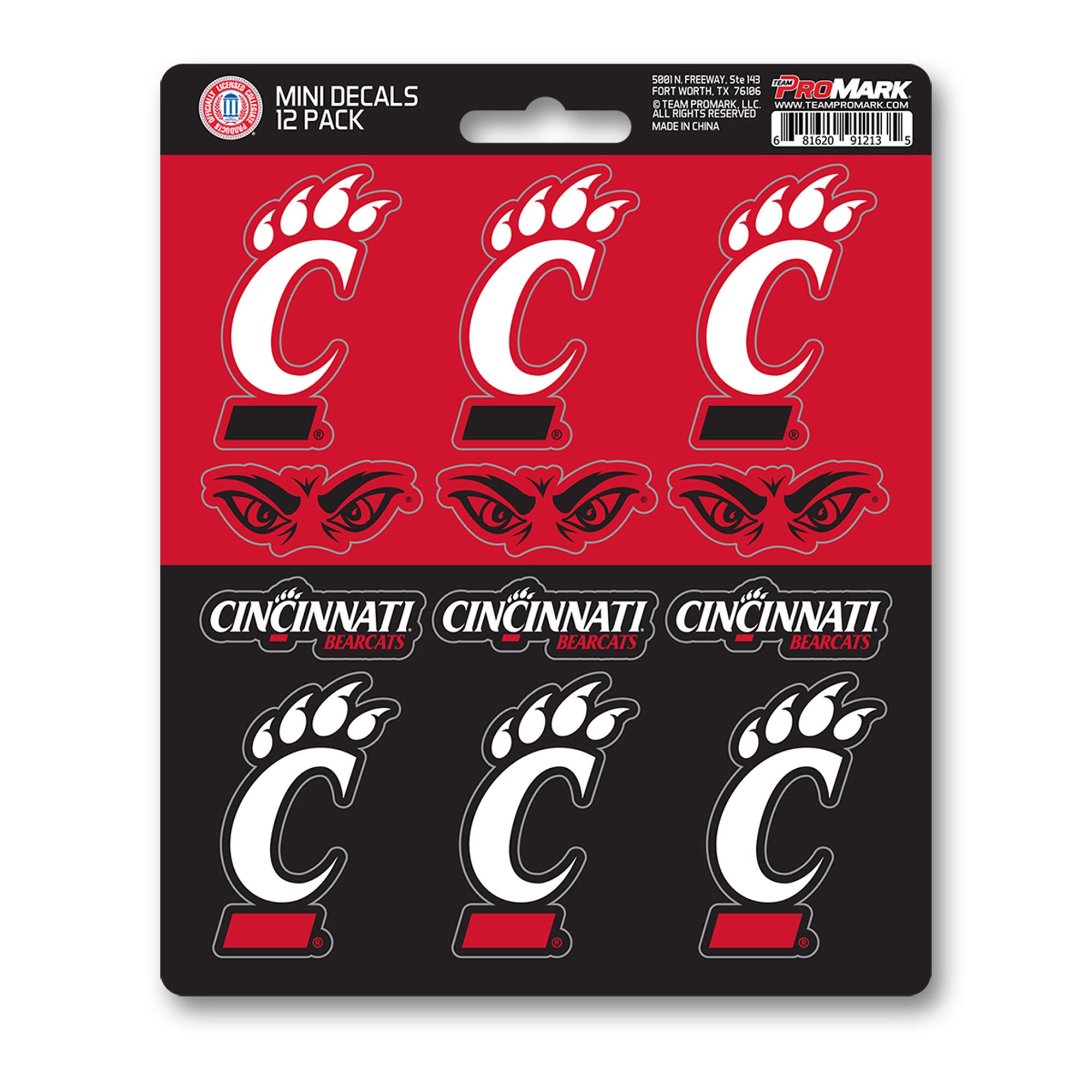 Cincinnati Bearcats 12 Count Mini Decal Sticker Pack