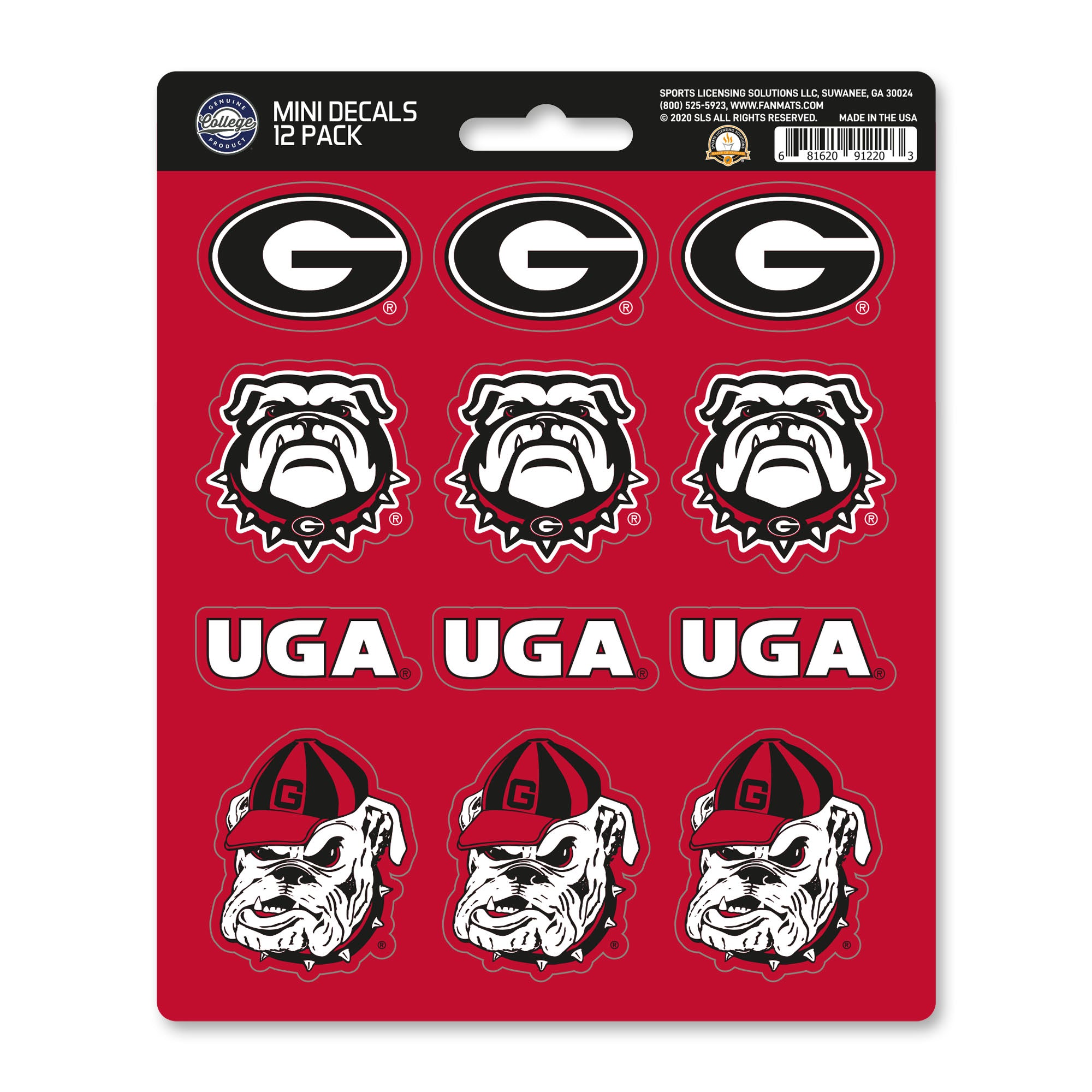 Georgia Bulldogs 12 Count Mini Decal Sticker Pack