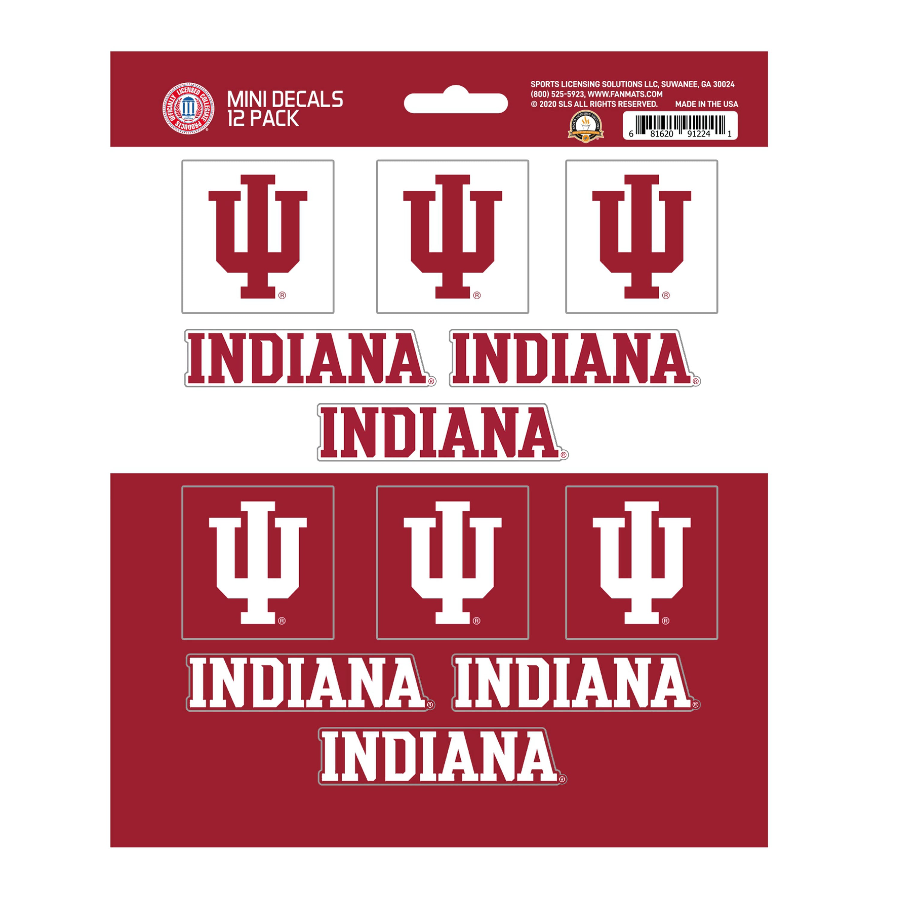 Indiana Hooisers 12 Count Mini Decal Sticker Pack