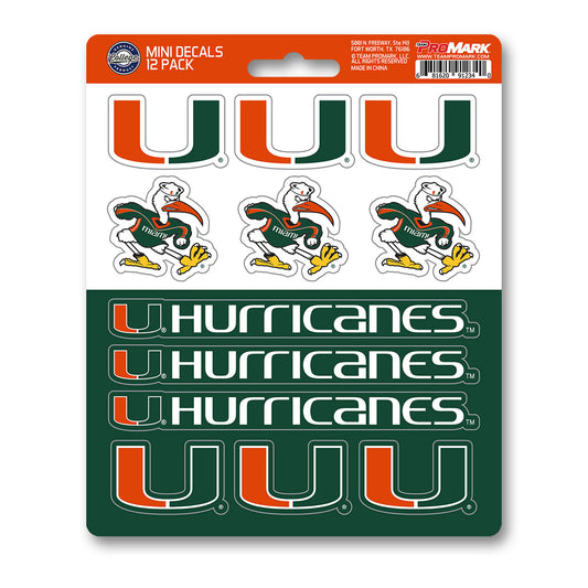 Miami Hurricanes 12 Count Mini Decal Sticker Pack