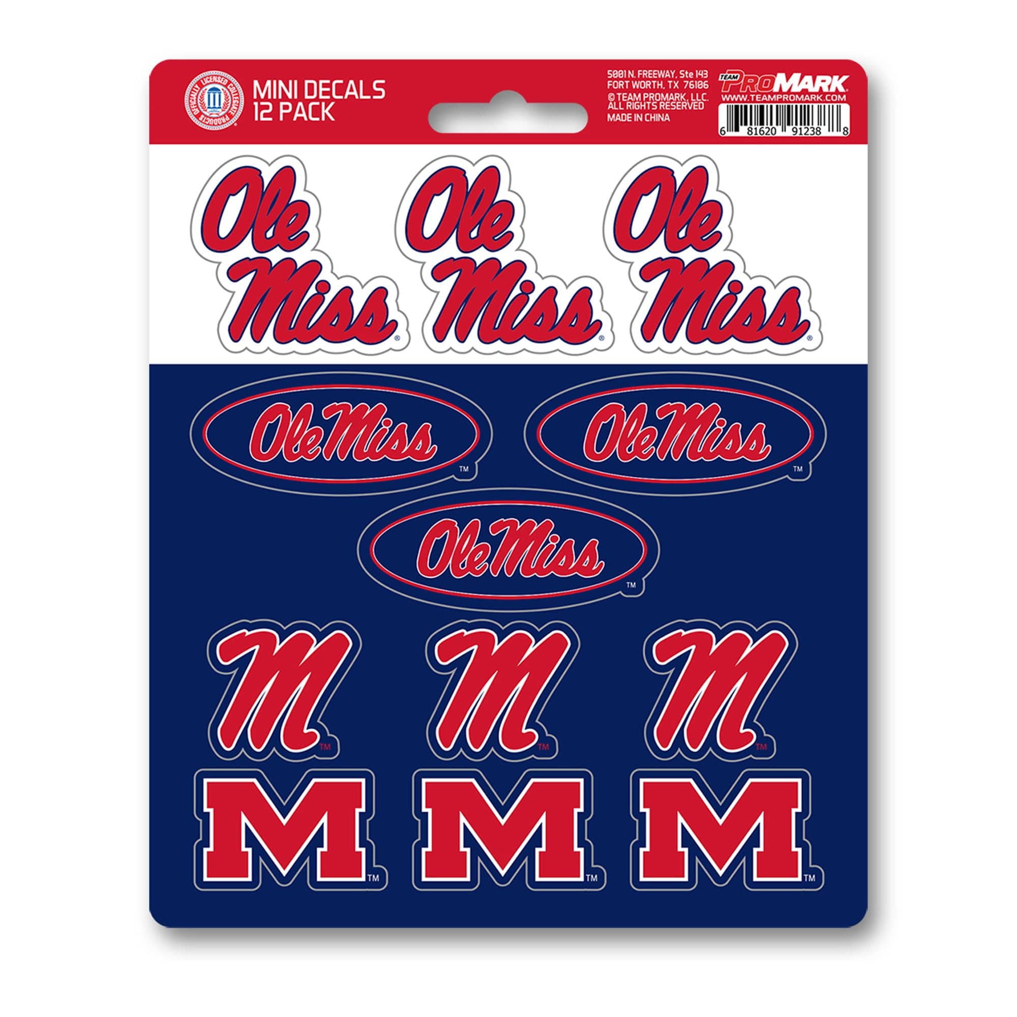 Ole Miss Rebels 12 Count Mini Decal Sticker Pack - Ole Miss