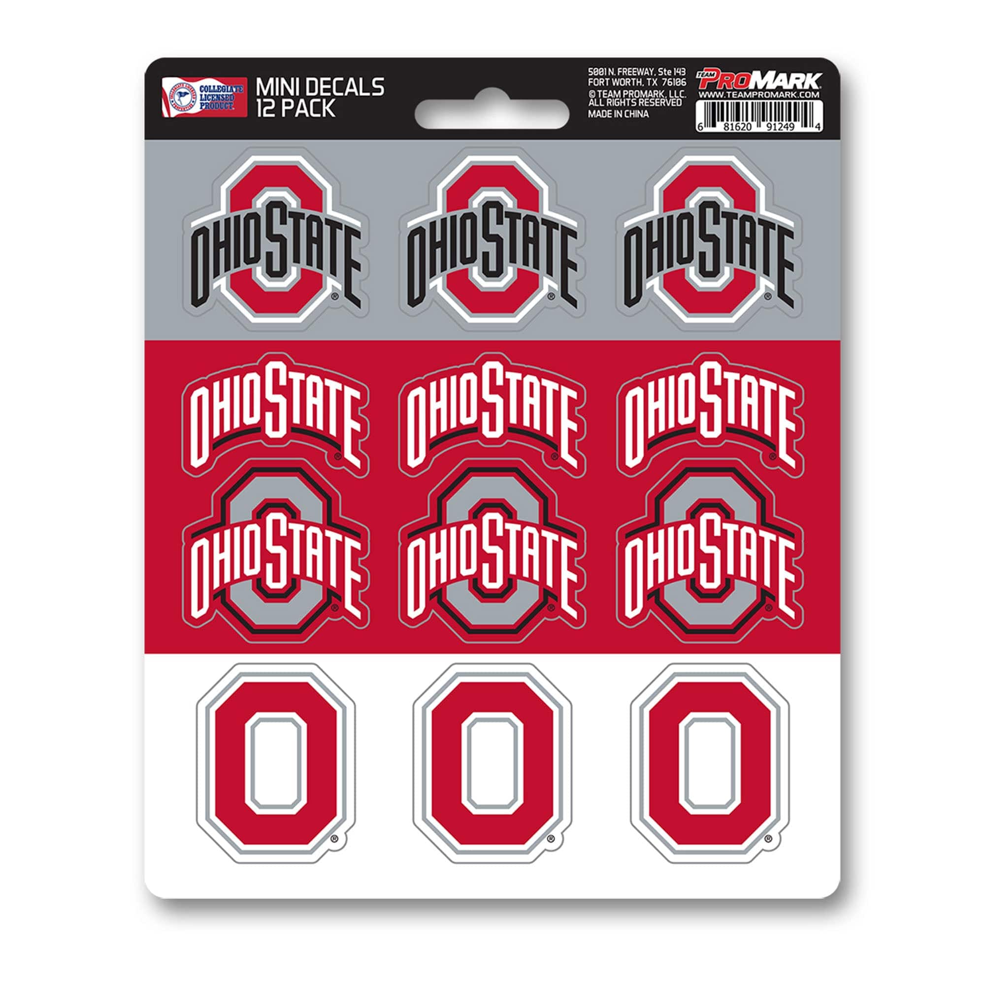 Ohio State Buckeyes 12 Count Mini Decal Sticker Pack - Ohio State