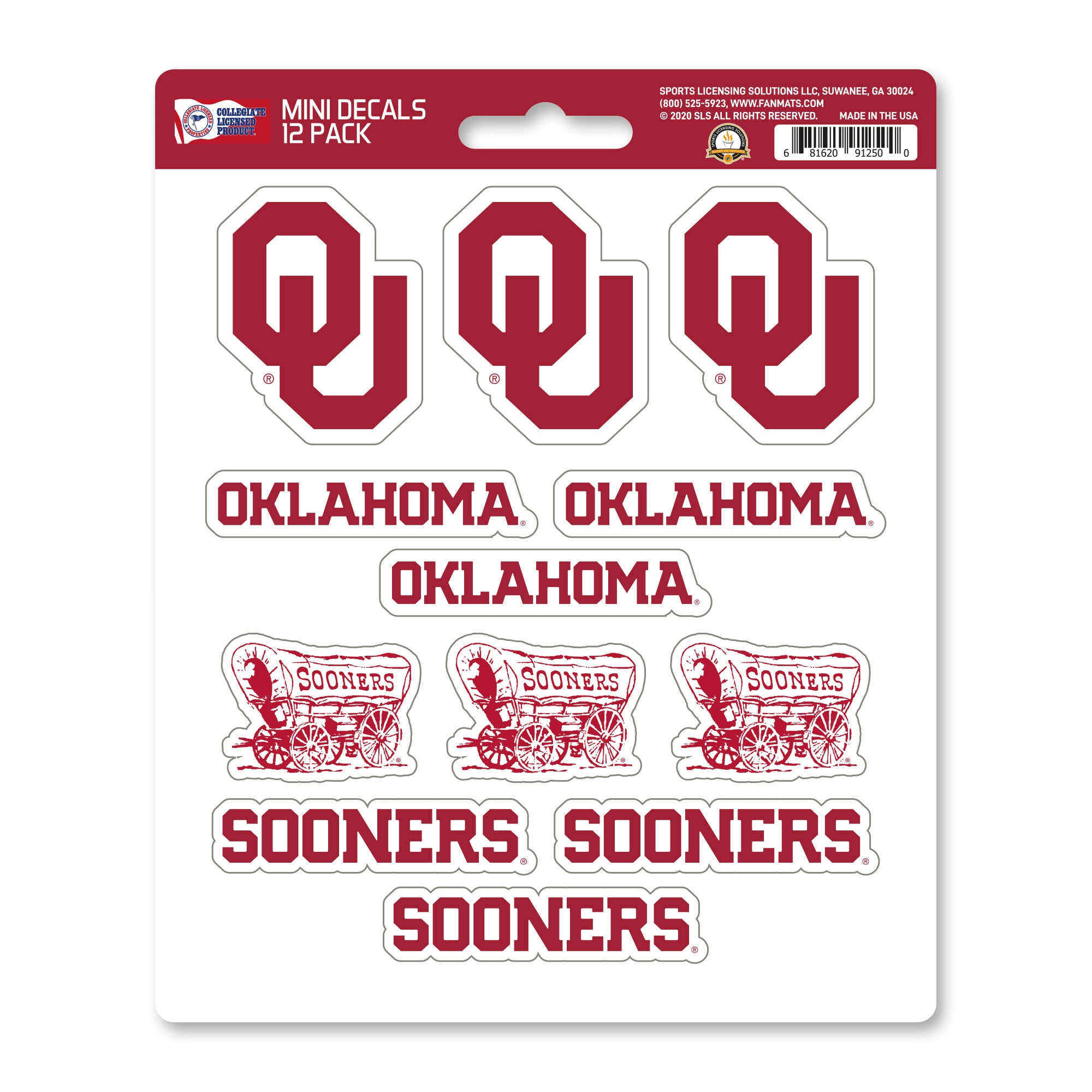 Oklahoma Sooners 12 Count Mini Decal Sticker Pack