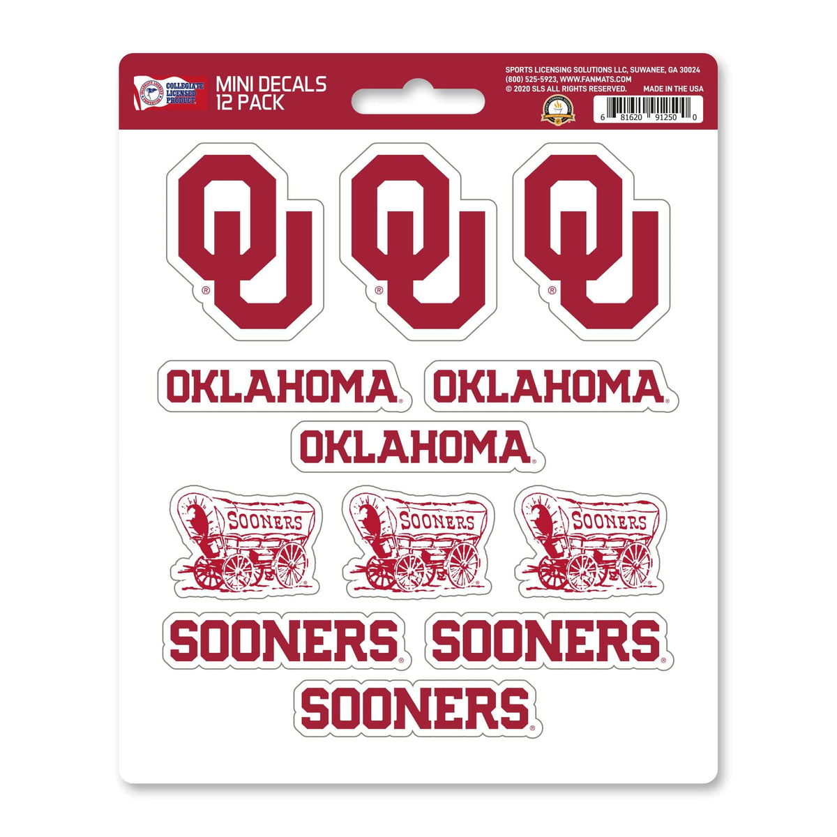 Oklahoma Sooners 12 Count Mini Decal Sticker Pack - Oklahoma