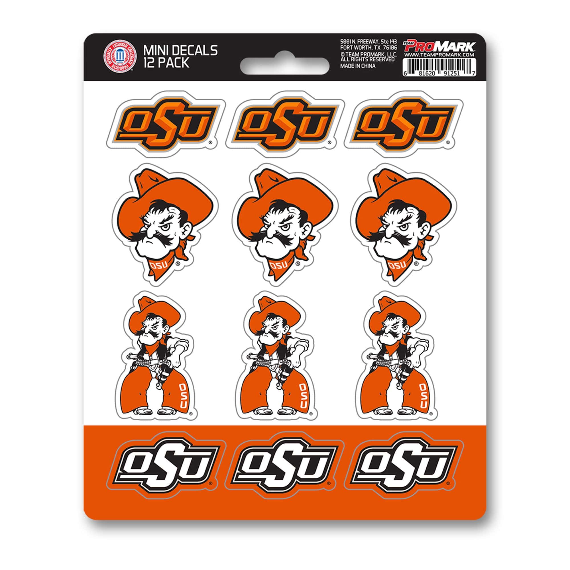 Oklahoma State Cowboys 12 Count Mini Decal Sticker Pack - Oklahoma State