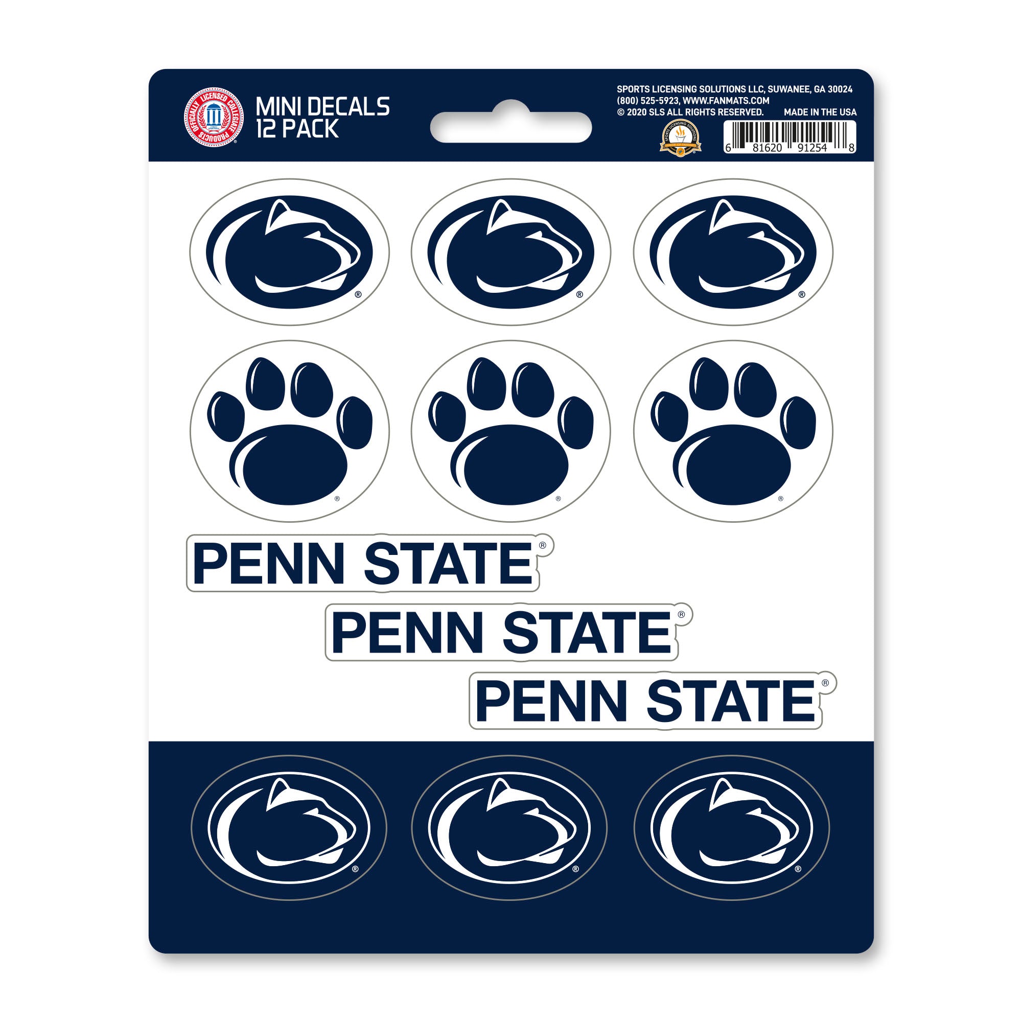 Penn State Nittany Lions 12 Count Mini Decal Sticker Pack