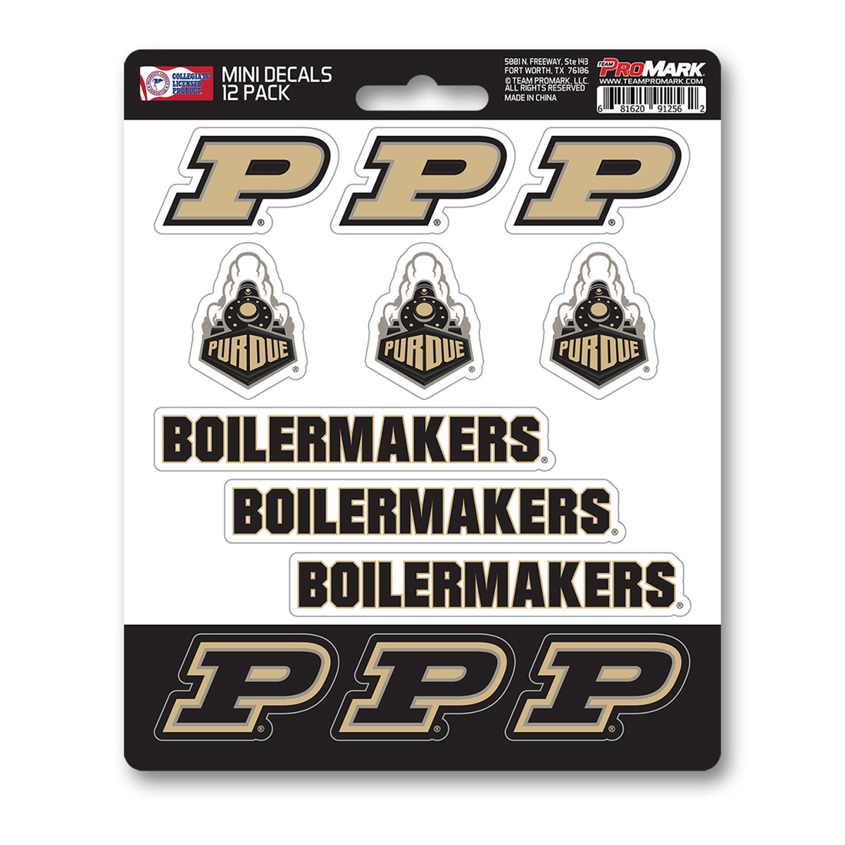 Purdue Boilermakers 12 Count Mini Decal Sticker Pack