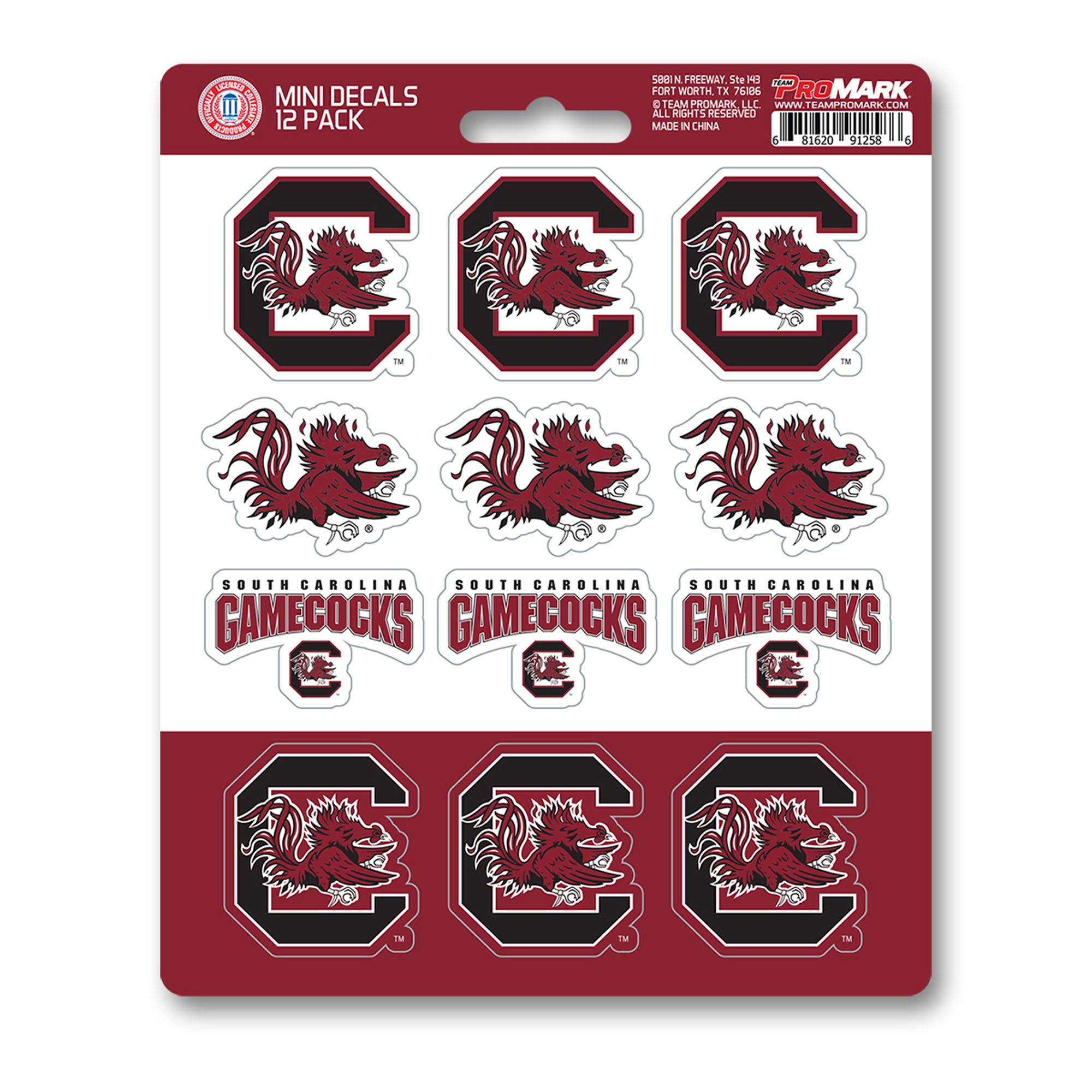 South Carolina Gamecocks 12 Count Mini Decal Sticker Pack