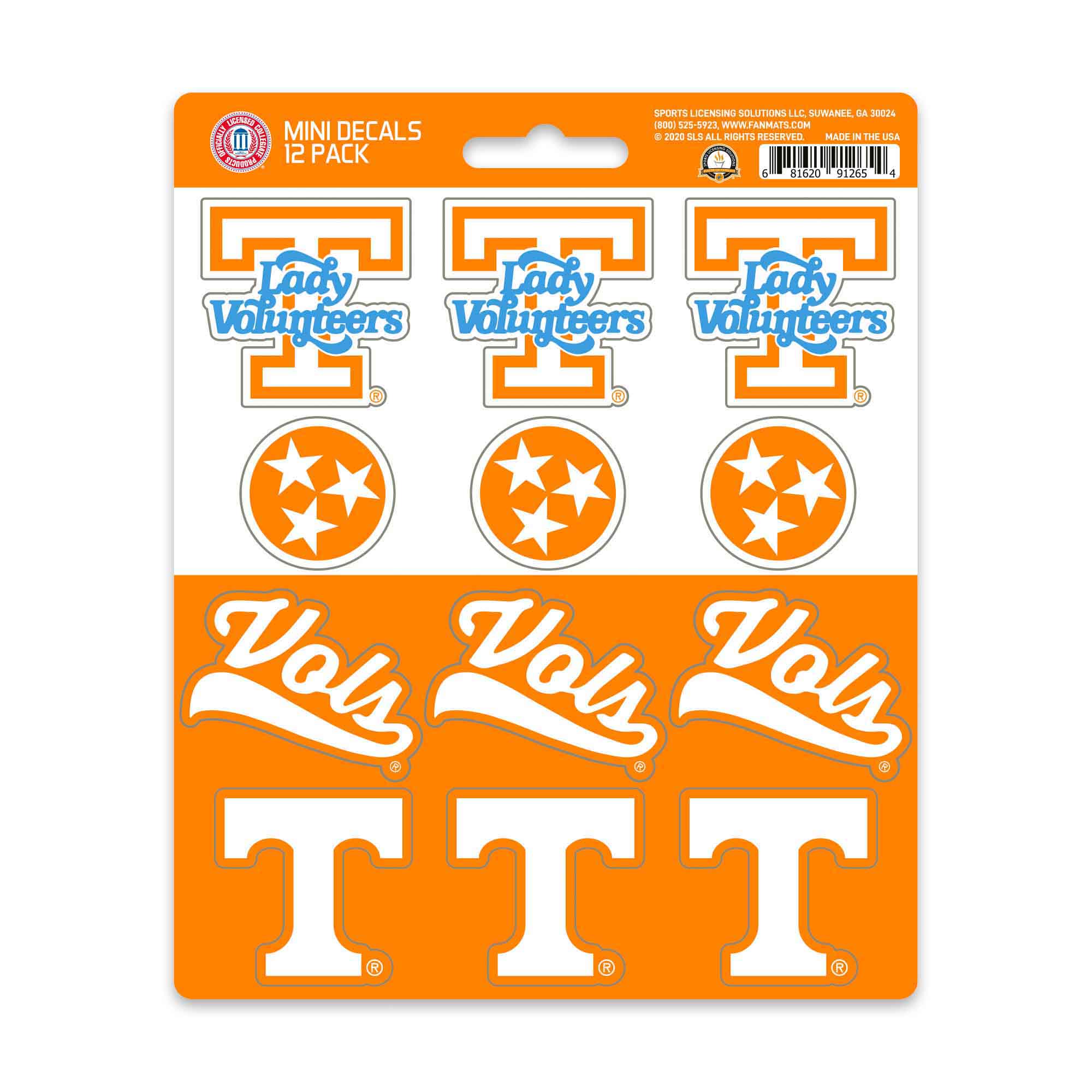 Tennessee Volunteers 12 Count Mini Decal Sticker Pack