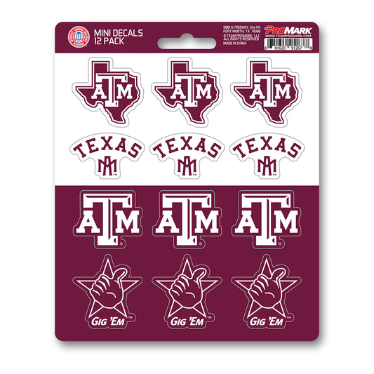 Texas A&M Aggies 12 Count Mini Decal Sticker Pack