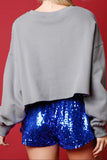 Sequin Round Neck Dropped Shoulder Sweatshirt - Flyclothing LLC