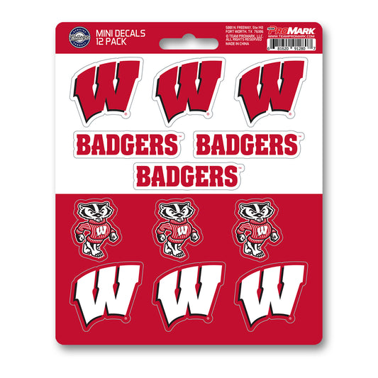 Wisconsin Badgers 12 Count Mini Decal Sticker Pack