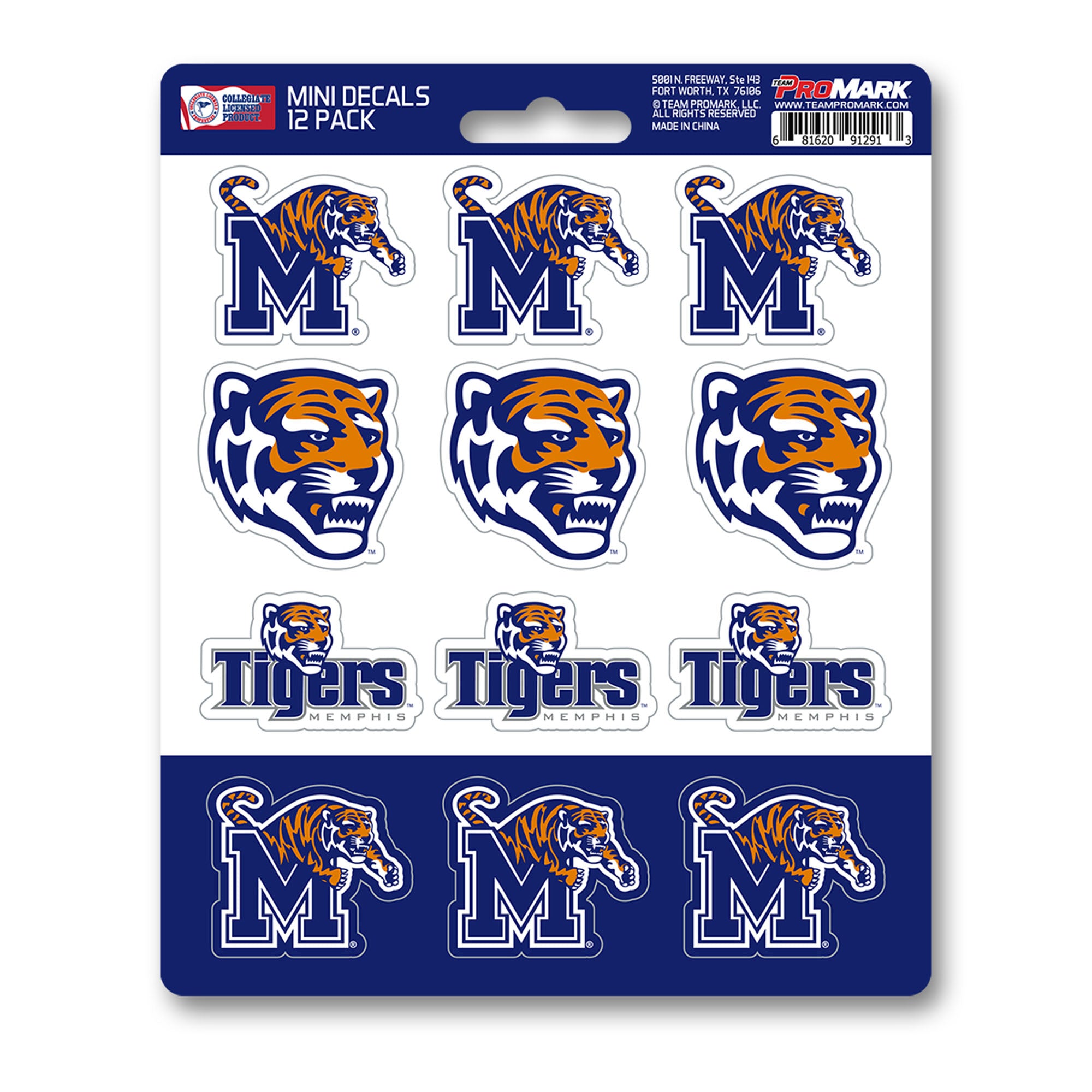 Memphis Tigers 12 Count Mini Decal Sticker Pack