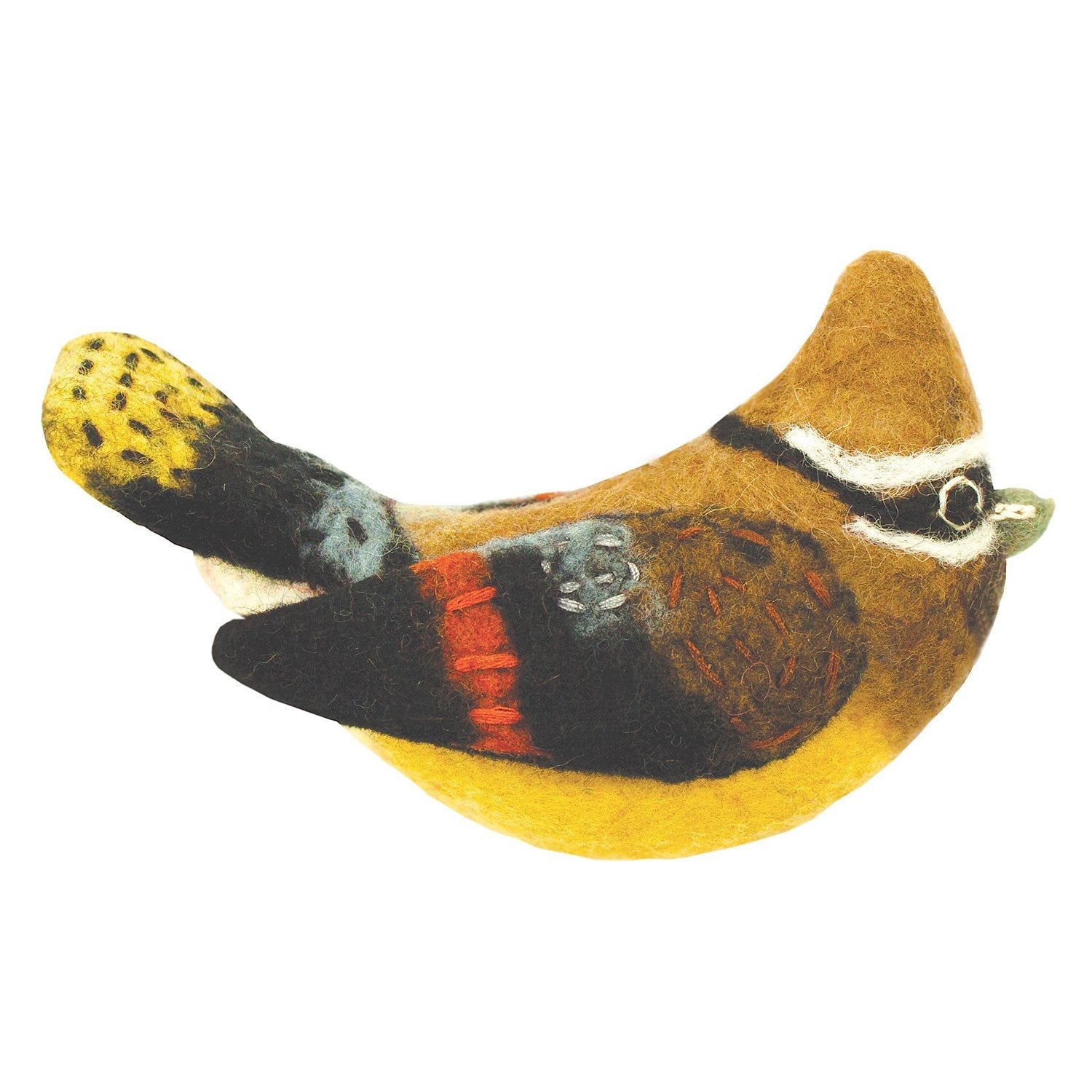 Felt Bird Garden Ornament - Cedar Waxwing - Wild Woolies (G)