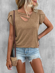 Asymmetrical Petal Sleeve T-Shirt