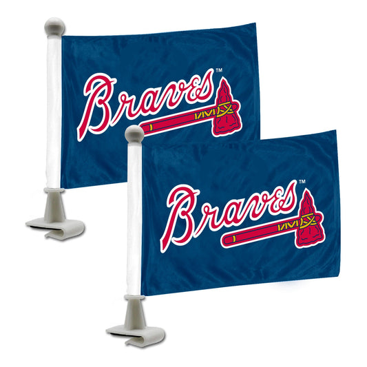 Atlanta Braves Ambassador Car Flags - 2 Pack Mini Auto Flags, 4in X 6in - Atlanta Braves