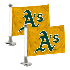 Oakland Athletics Ambassador Car Flags - 2 Pack Mini Auto Flags, 4in X 6in - Oakland Athletics