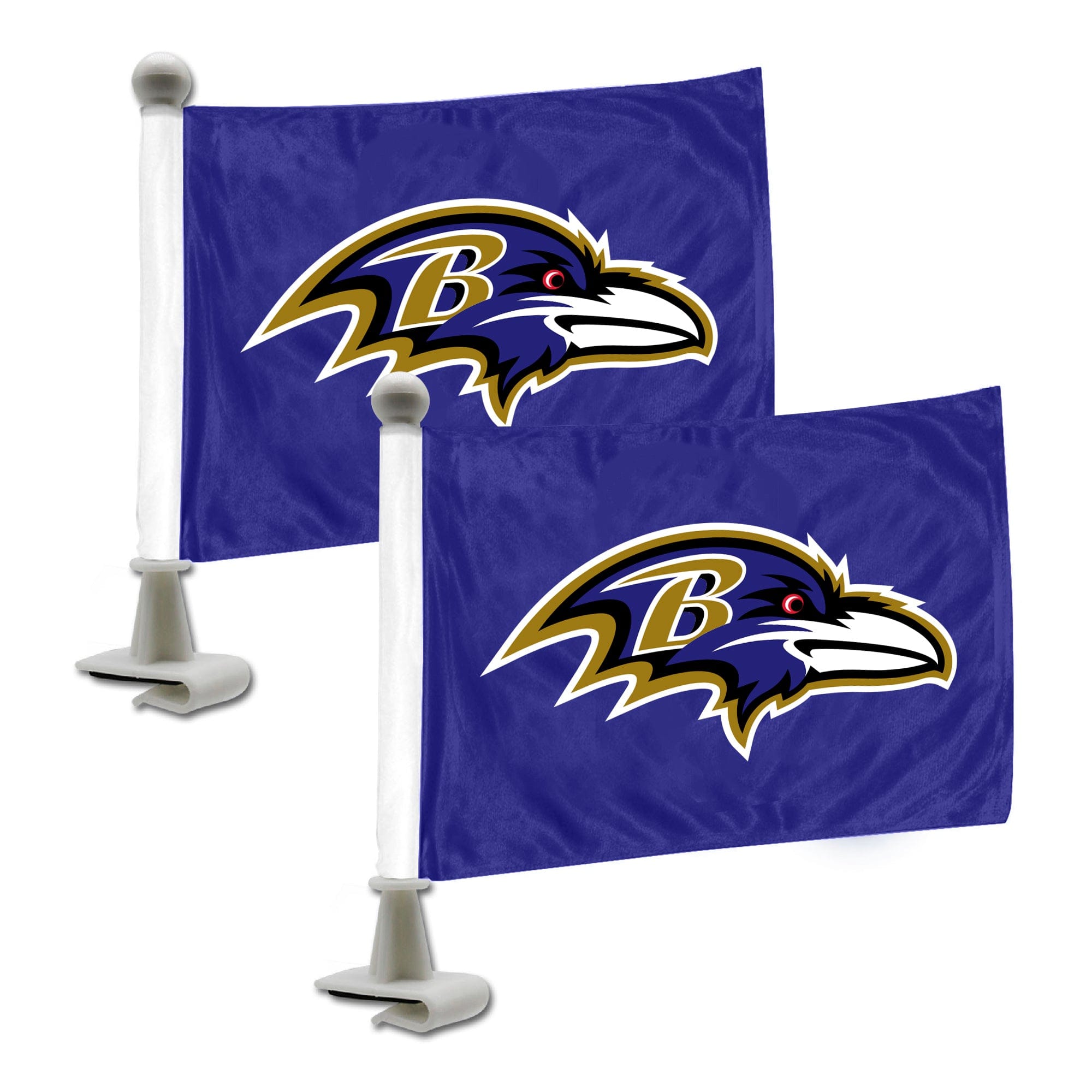 Baltimore Ravens Ambassador Car Flags - 2 Pack Mini Auto Flags, 4in X 6in - Baltimore Ravens