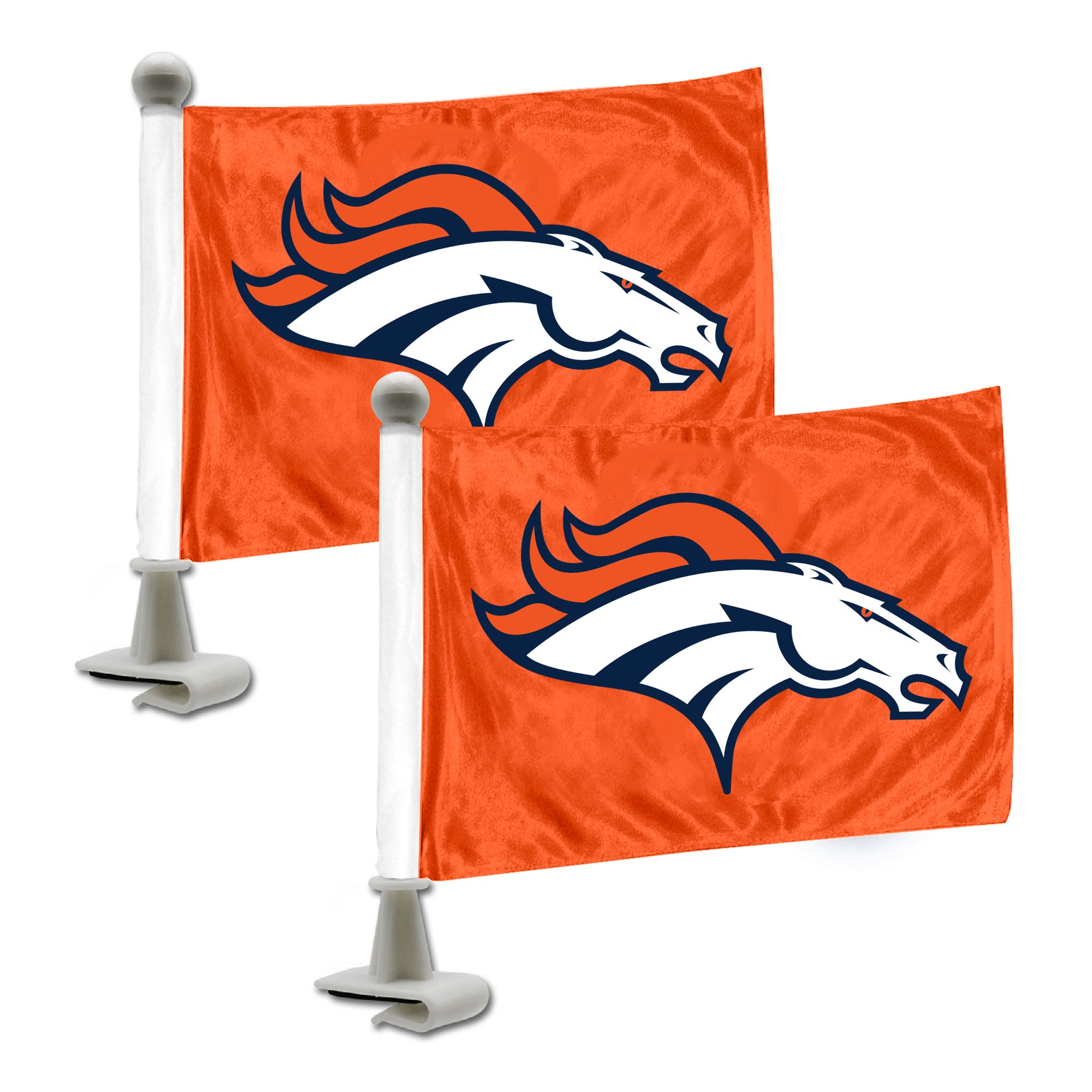 Denver Broncos Ambassador Car Flags - 2 Pack Mini Auto Flags, 4in X 6in