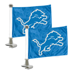 Detroit Lions Ambassador Car Flags - 2 Pack Mini Auto Flags, 4in X 6in