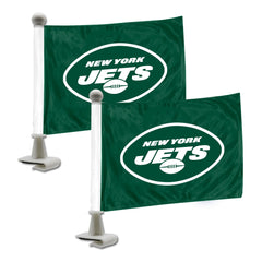 New York Jets Ambassador Car Flags - 2 Pack Mini Auto Flags, 4in X 6in