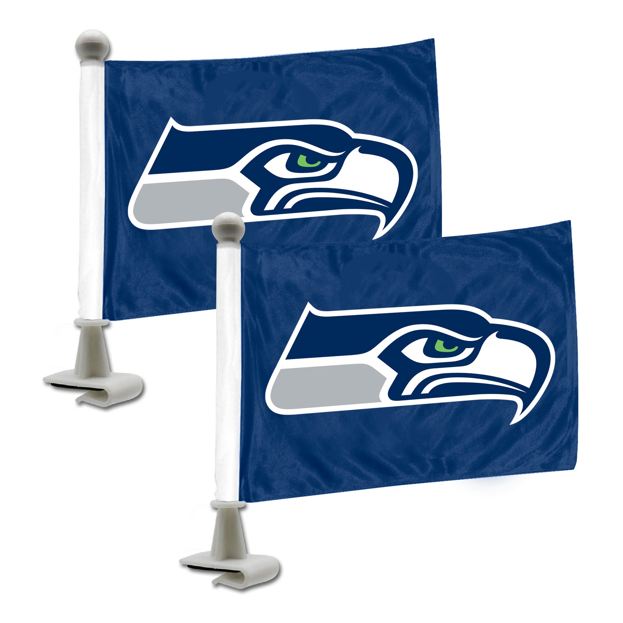 Seattle Seahawks Ambassador Car Flags - 2 Pack Mini Auto Flags, 4in X 6in