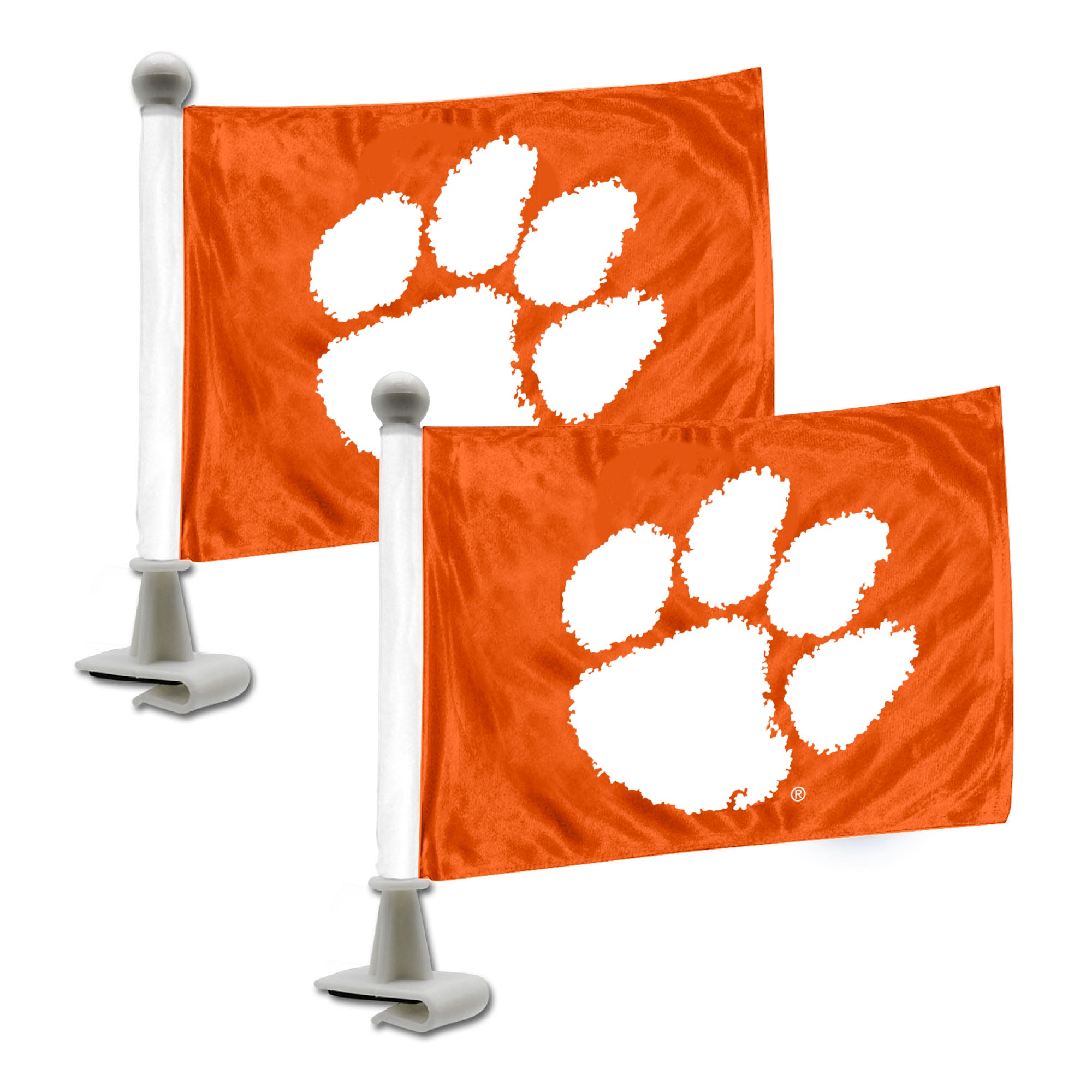 Clemson Tigers Ambassador Car Flags - 2 Pack Mini Auto Flags, 4in X 6in - Clemson