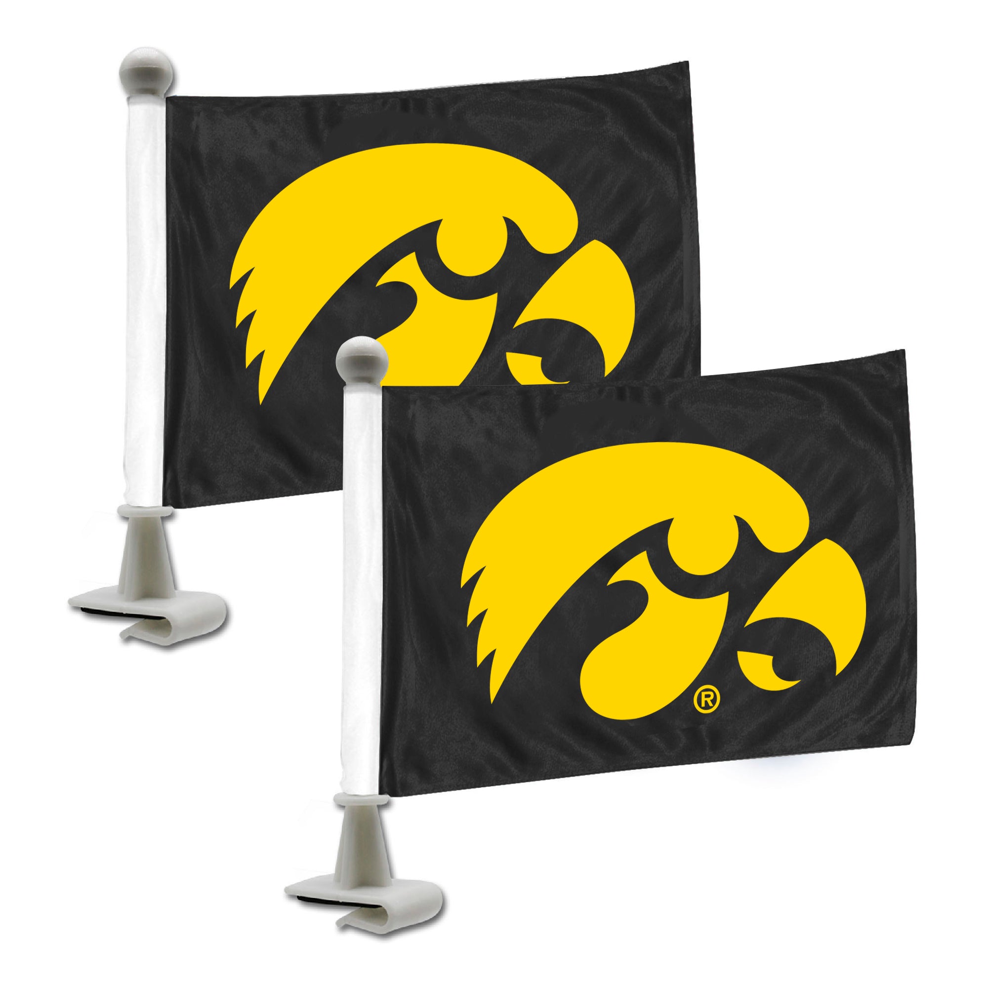 Iowa Hawkeyes Ambassador Car Flags - 2 Pack Mini Auto Flags, 4in X 6in