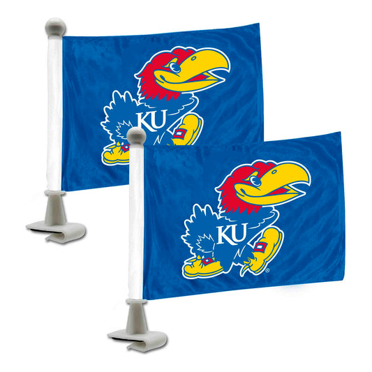 Kansas Jayhawks Ambassador Car Flags - 2 Pack Mini Auto Flags, 4in X 6in