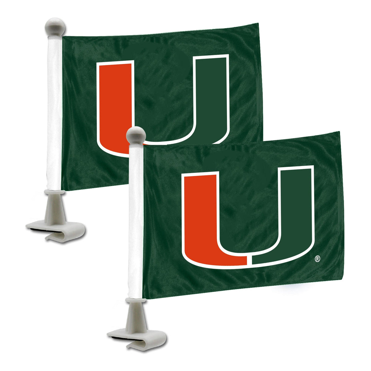 Miami Hurricanes Ambassador Car Flags - 2 Pack Mini Auto Flags, 4in X 6in