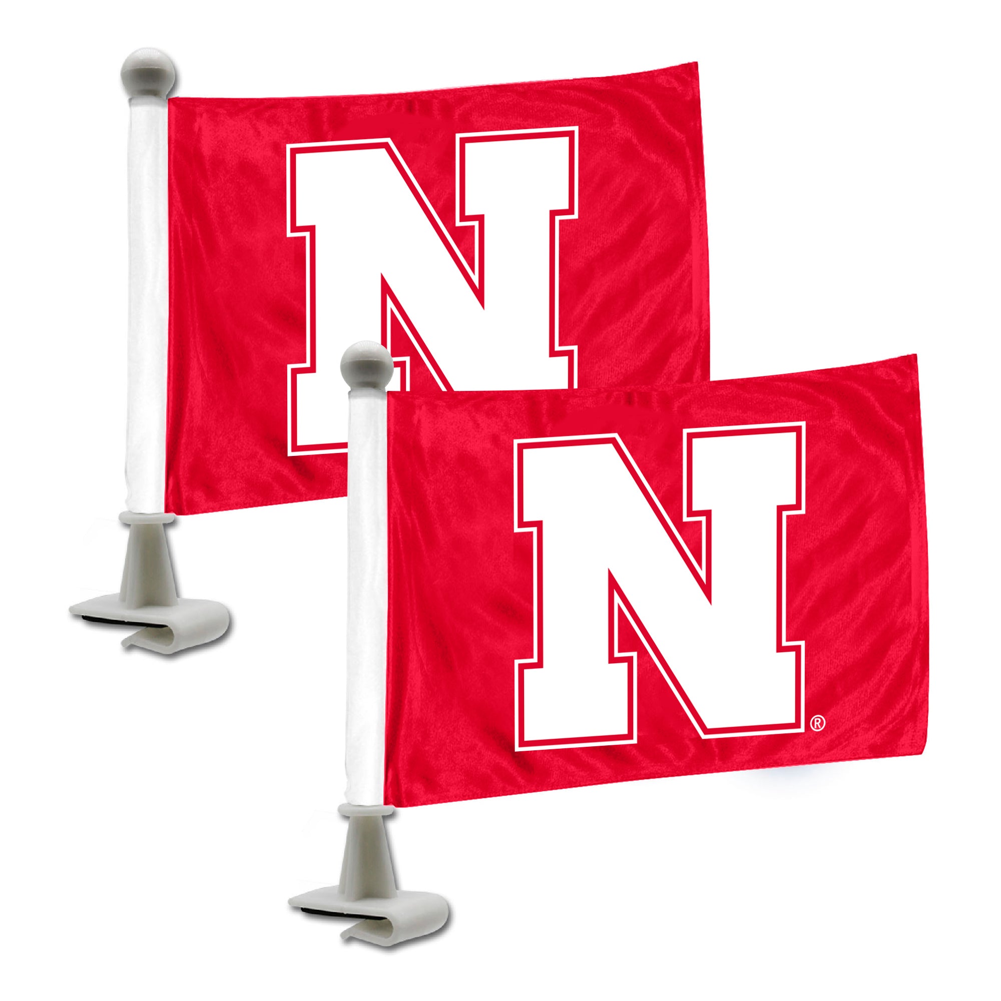 Nebraska Cornhuskers Ambassador Car Flags - 2 Pack Mini Auto Flags, 4in X 6in - Nebraska